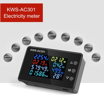 KWS-AC301 Wattmeter Vald Metra Voltmeter AC 50-300V Spenna 50-60HZ Vald Þætti LEITT AC Rafmagn Metra 0-20/100 Skynjari