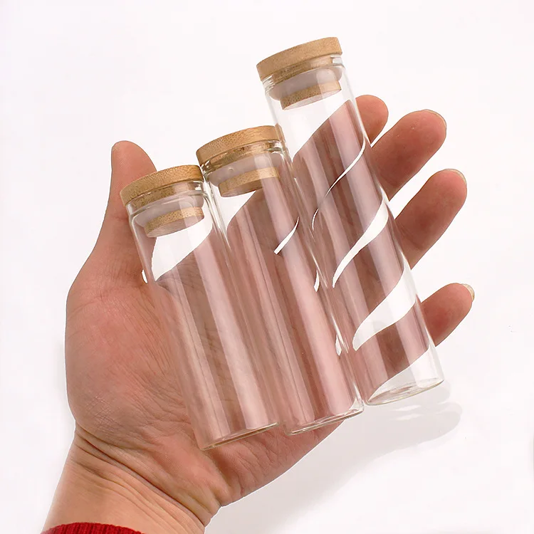25 ml Gegnsætt Glas BottlesJars Glös Terrarium með Bambus Hettur fyrir List Handverk Brúðkaup Greiði 2pcs/5pcs/10pcs/12pcs/20/24pcs